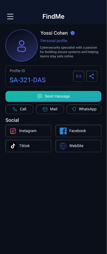 FindMe — Digital card